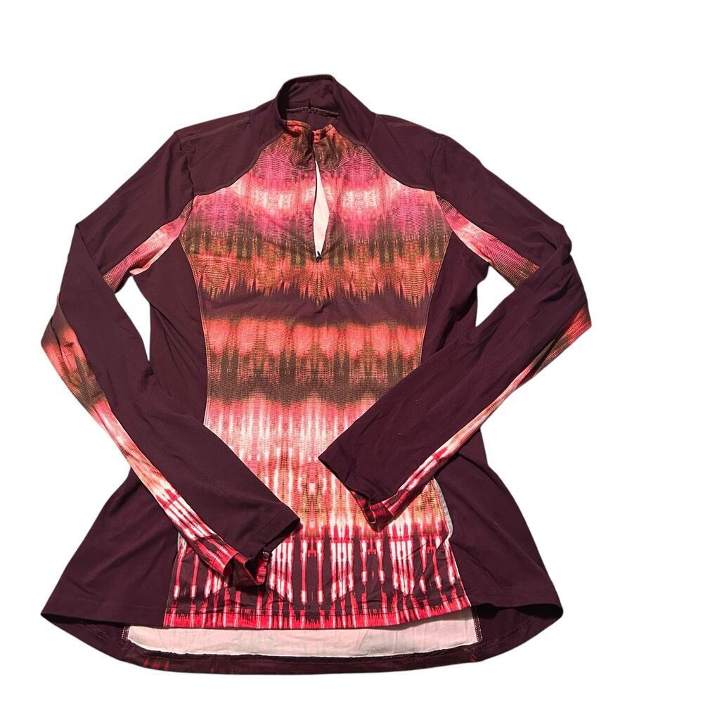 PrAna Sierra 1/4 Zip Women's Athletic Top Size Large long sleeve fitted print